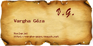 Vargha Géza névjegykártya
